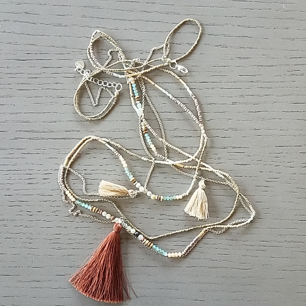 NWOT RARE Nakamol Boho Tassle & Beaded Necklace - Picture 6 of 8
